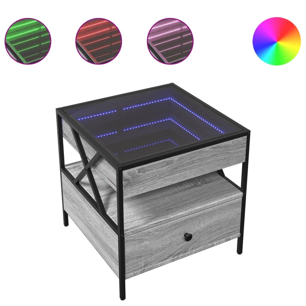 VidaXL Salontafel met Infinity LED 50x50x51 cm grijs sonoma eikenkleur
