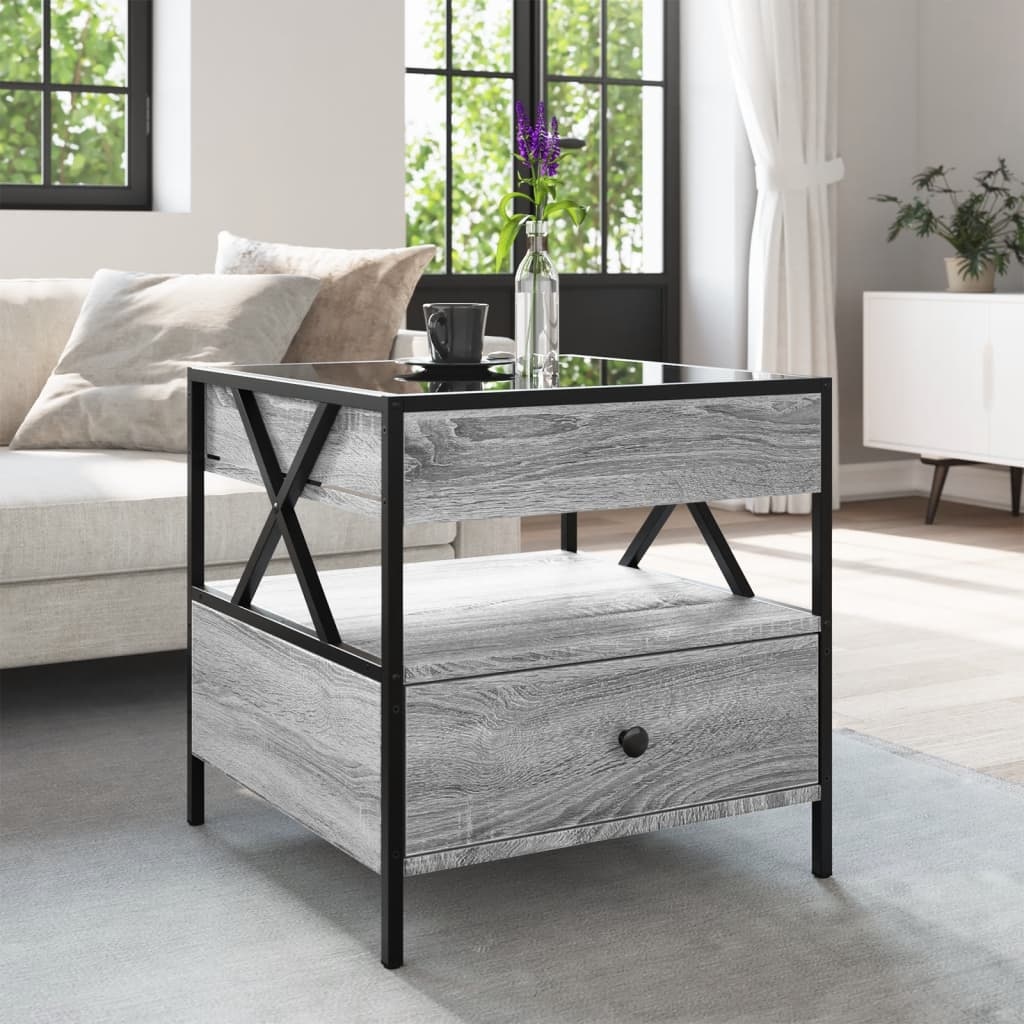 VidaXL Salontafel met Infinity LED 50x50x51 cm grijs sonoma eikenkleur
