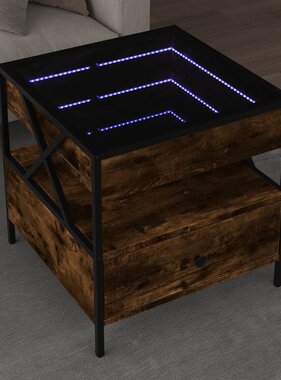 VidaXL Salontafel met Infinity LED 50x50x51 cm gerookt eikenkleurig