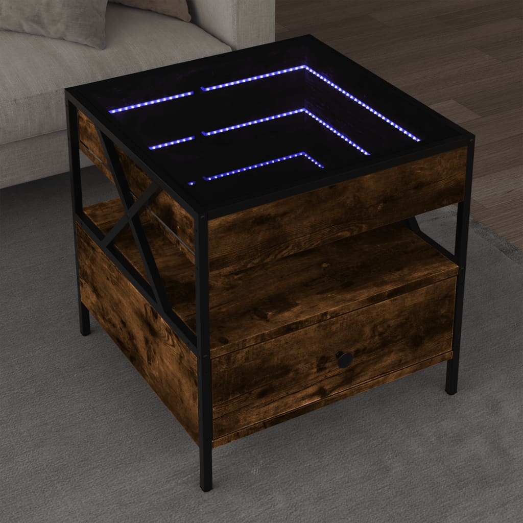 VidaXL Salontafel met Infinity LED 50x50x51 cm gerookt eikenkleurig