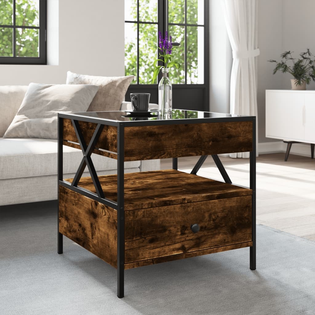 VidaXL Salontafel met Infinity LED 50x50x51 cm gerookt eikenkleurig