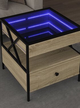 VidaXL Salontafel met Infinity LED 50x50x51 cm sonoma eikenkleurig