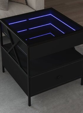 VidaXL Salontafel met Infinity LED 50x50x51 cm zwart