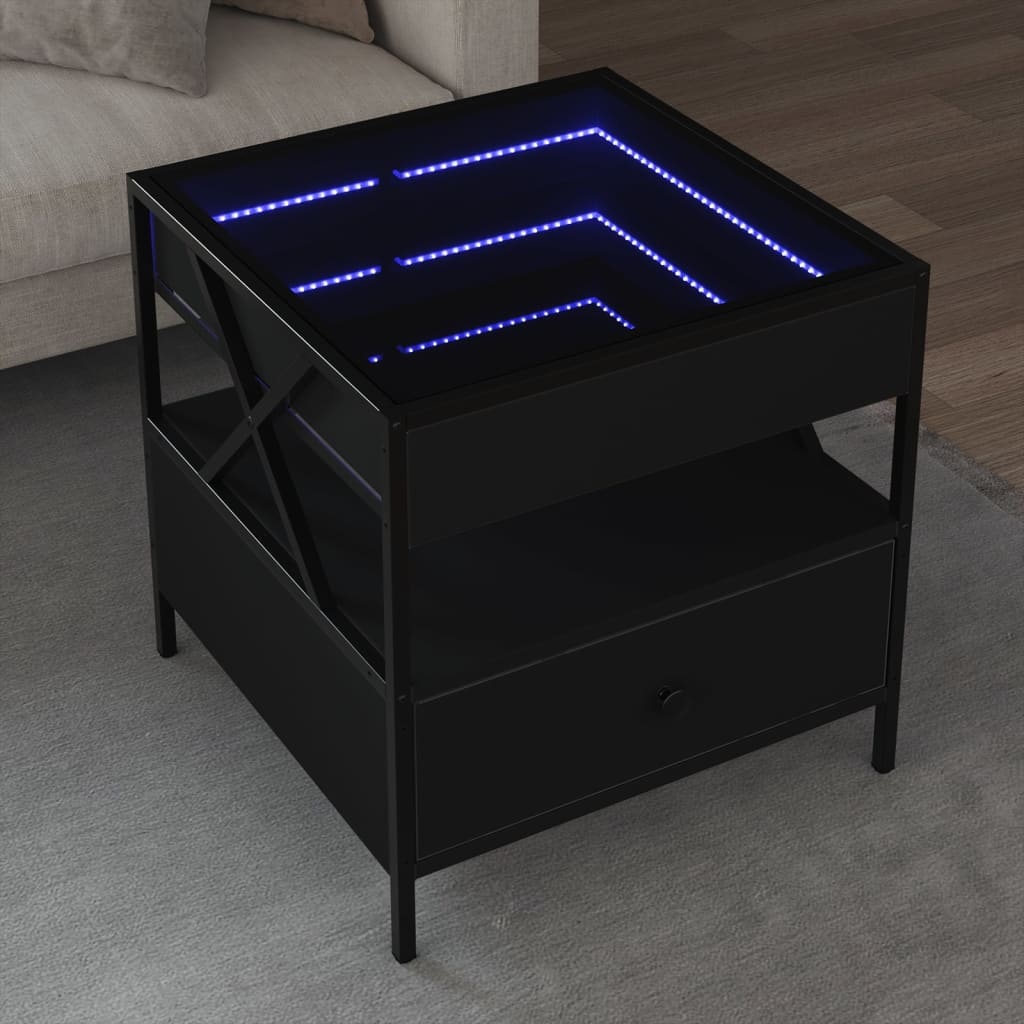 VidaXL Salontafel met Infinity LED 50x50x51 cm zwart