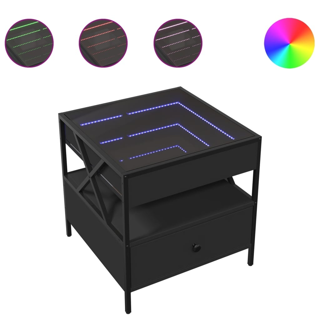 VidaXL Salontafel met Infinity LED 50x50x51 cm zwart