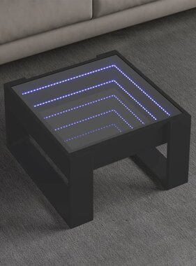 VidaXL Salontafel met Infinity LED 50x53x30 cm zwart