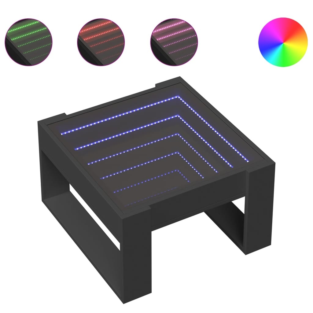 VidaXL Salontafel met Infinity LED 50x53x30 cm zwart