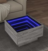 VidaXL Salontafel met LED 50x50x30 cm bewerkt hout grijs sonoma eiken