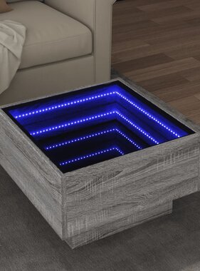 VidaXL Salontafel met LED 50x50x30 cm bewerkt hout grijs sonoma eiken