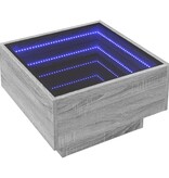 VidaXL Salontafel met LED 50x50x30 cm bewerkt hout grijs sonoma eiken