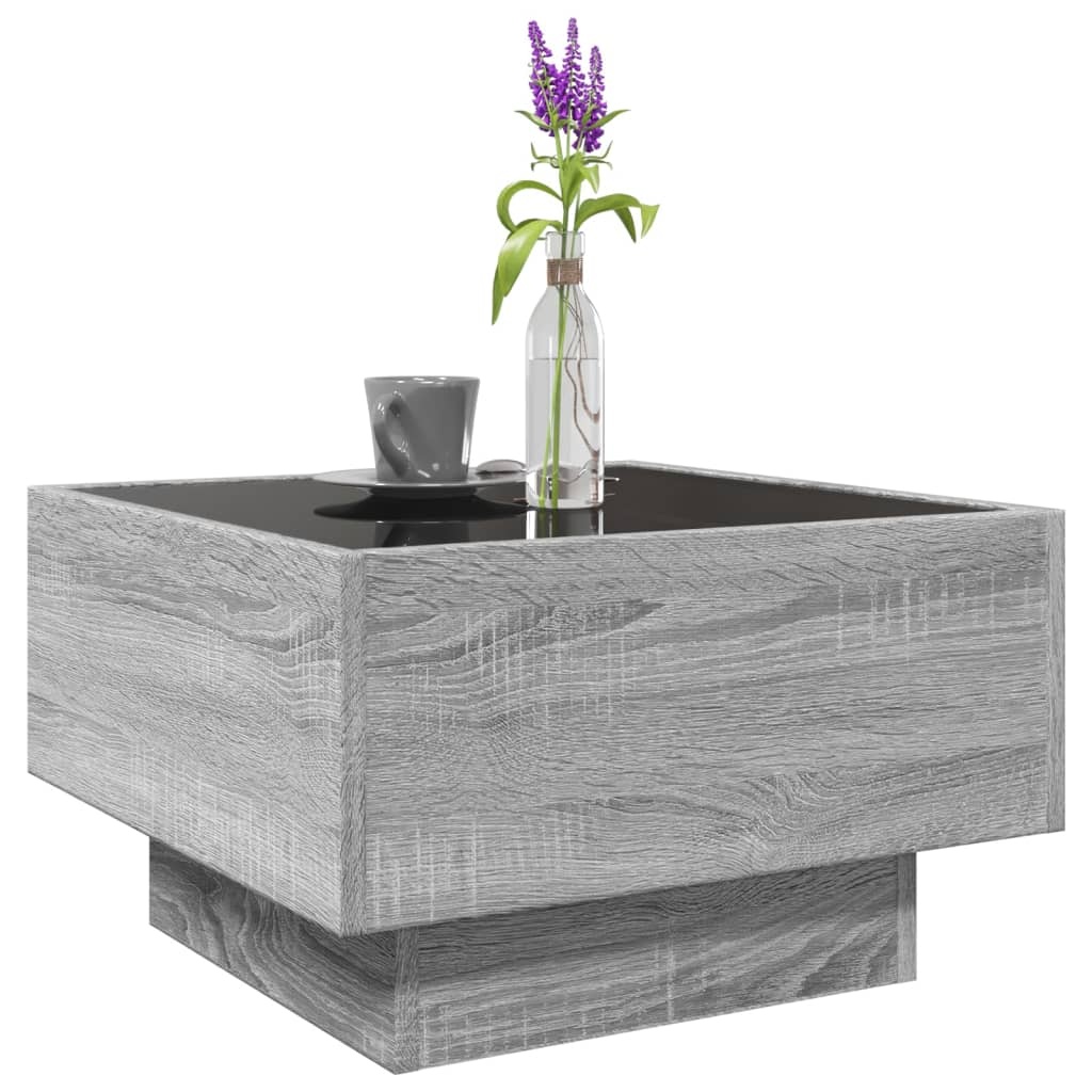 VidaXL Salontafel met LED 50x50x30 cm bewerkt hout grijs sonoma eiken