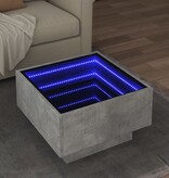 VidaXL Salontafel met LED 50x50x30 cm bewerkt hout betongrijs