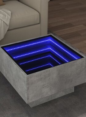 VidaXL Salontafel met LED 50x50x30 cm bewerkt hout betongrijs