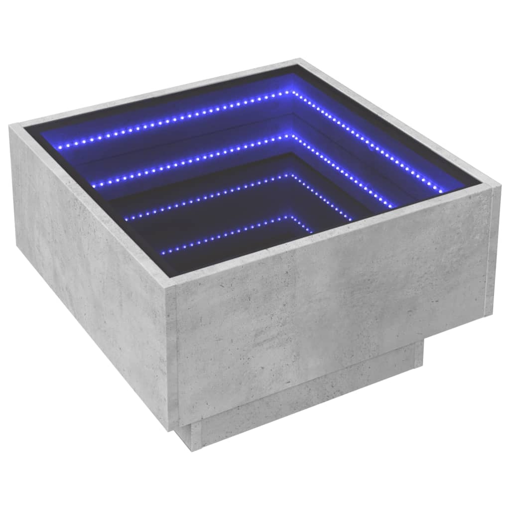 VidaXL Salontafel met LED 50x50x30 cm bewerkt hout betongrijs