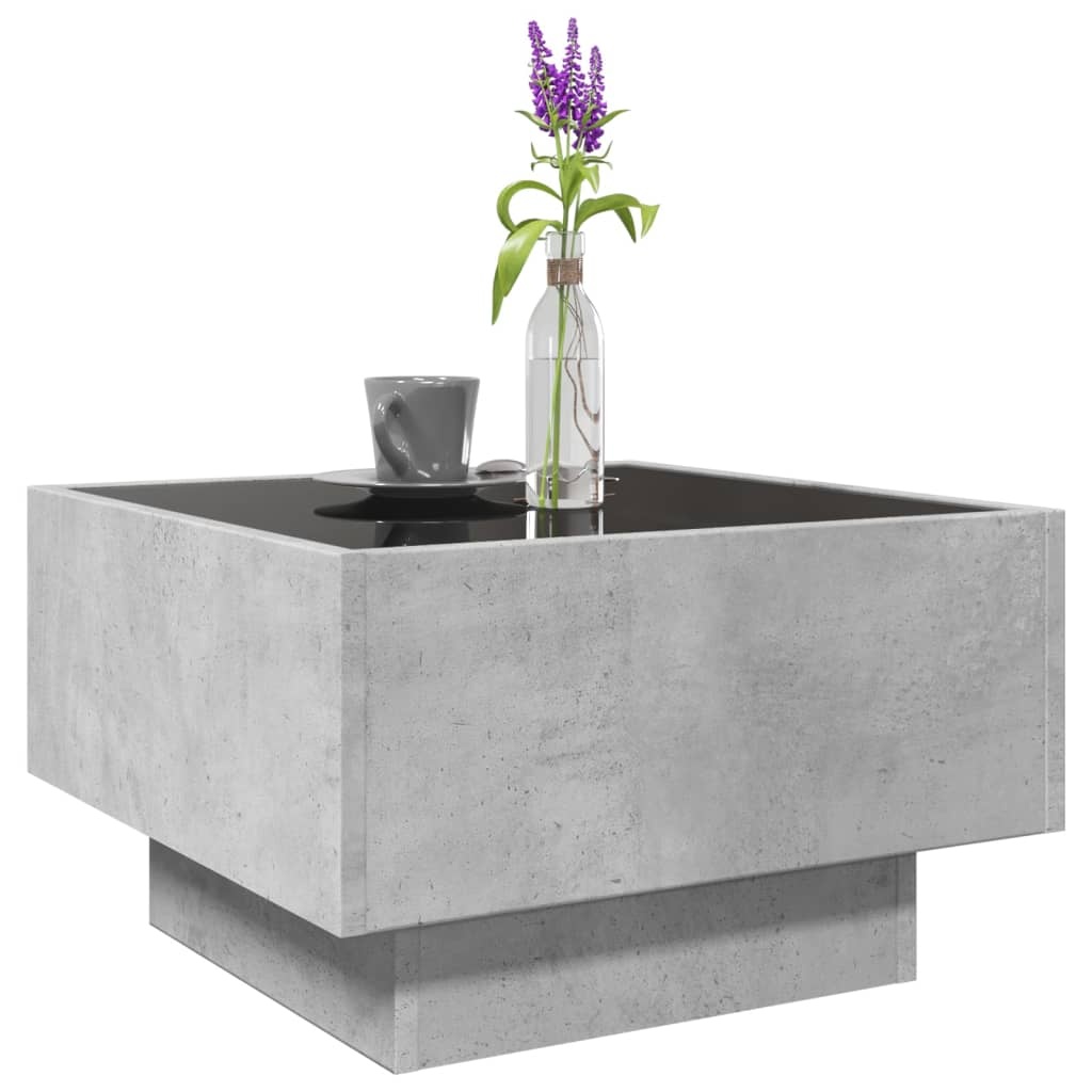 VidaXL Salontafel met LED 50x50x30 cm bewerkt hout betongrijs