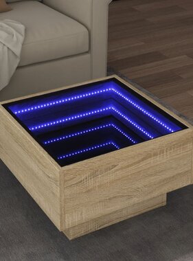 VidaXL Salontafel met LED 50x50x30 cm bewerkt hout sonoma eikenkleurig