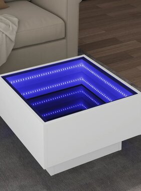 VidaXL Salontafel met LED 50x50x30 cm bewerkt hout wit