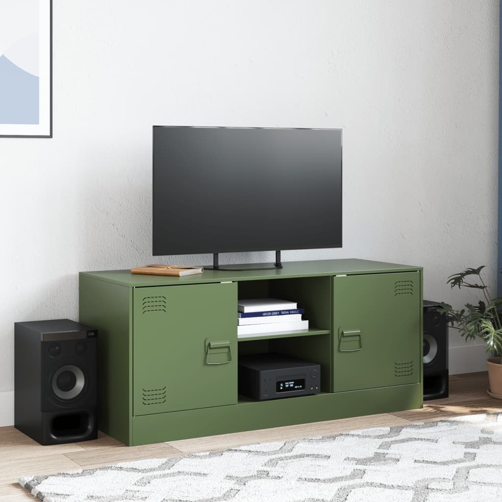 VidaXL Tv-meubel 99x39x44 cm staal olijfgroen