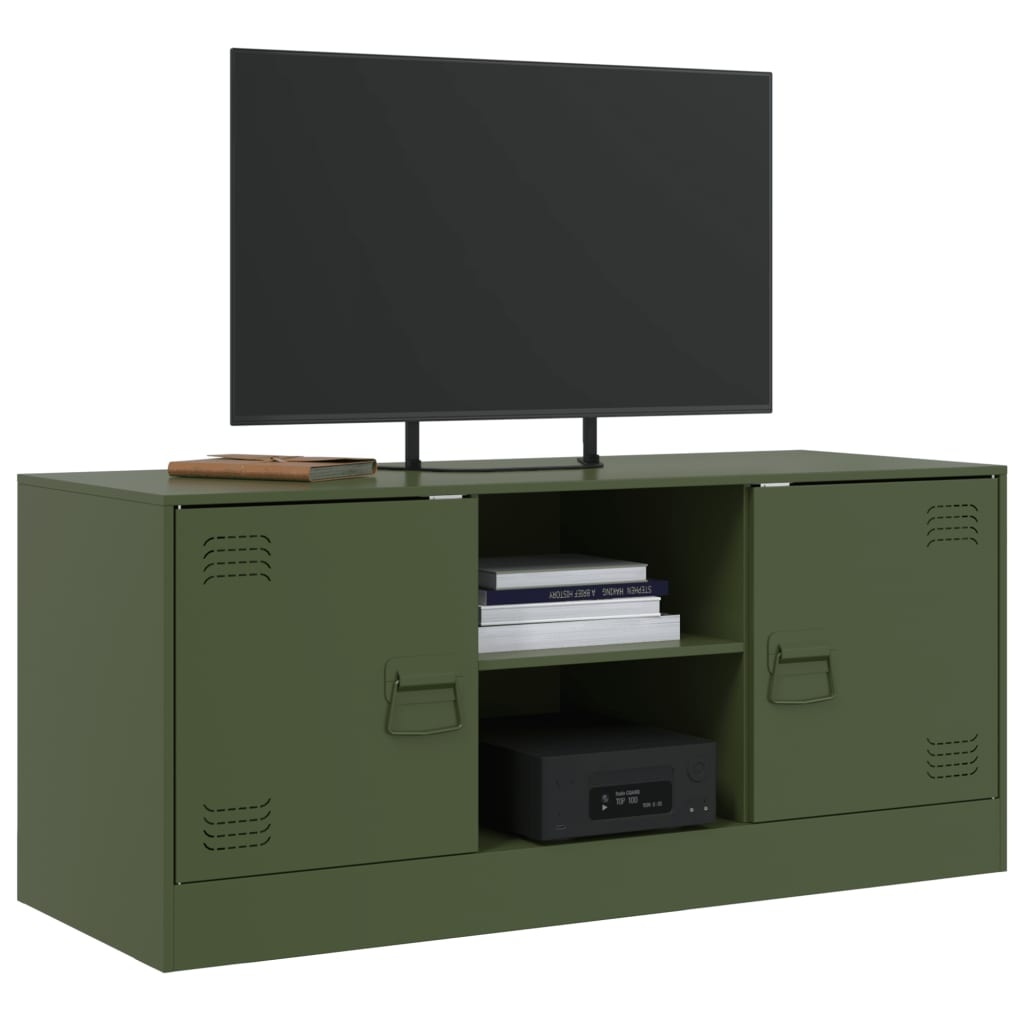VidaXL Tv-meubel 99x39x44 cm staal olijfgroen