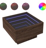 VidaXL Salontafel met LED 50x50x30 cm bewerkt hout bruin eikenkleurig