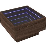 VidaXL Salontafel met LED 50x50x30 cm bewerkt hout bruin eikenkleurig