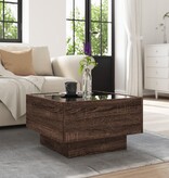 VidaXL Salontafel met LED 50x50x30 cm bewerkt hout bruin eikenkleurig