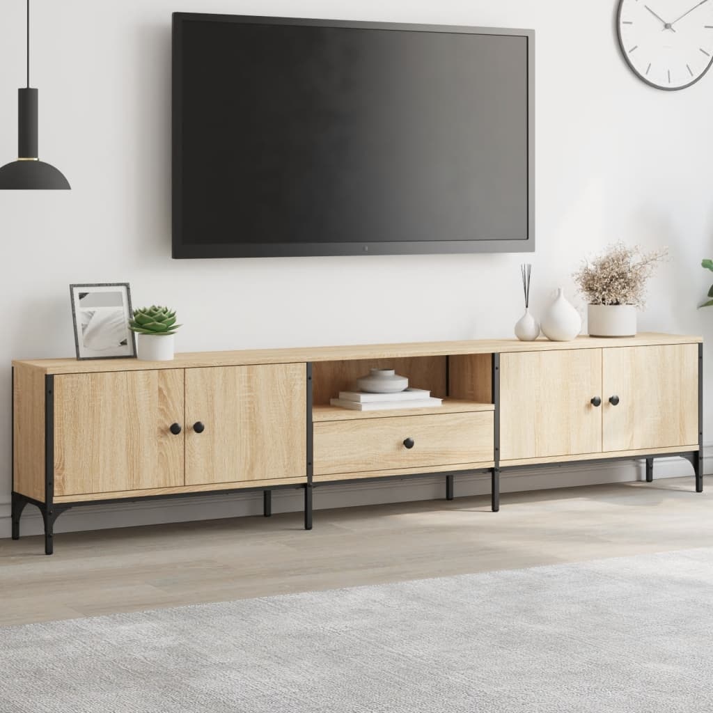VidaXL Tv-meubel met lade 200x25x44 cm bewerkt hout sonoma eikenkleur