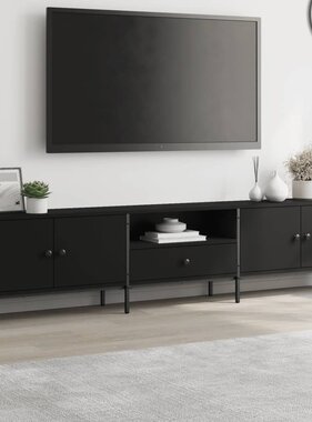VidaXL Tv-meubel met lade 200x25x44 cm bewerkt hout zwart
