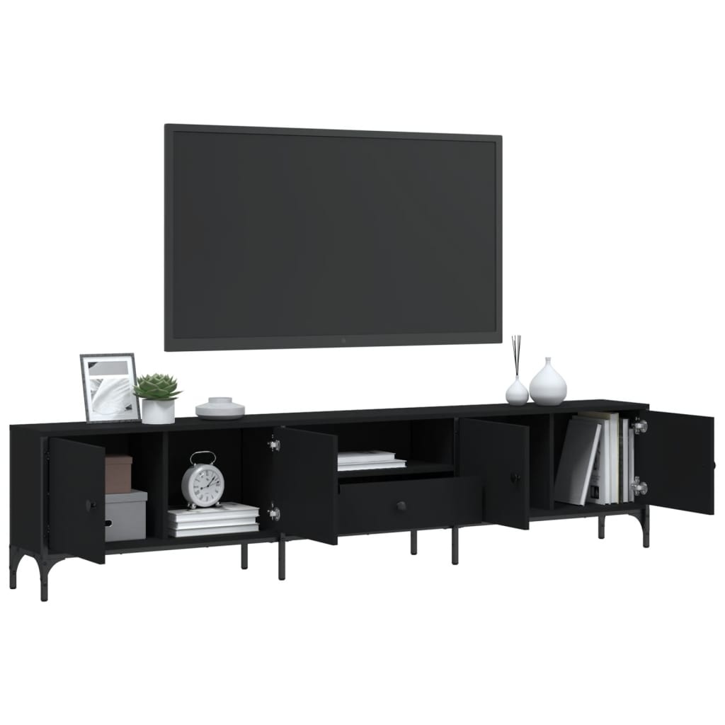 VidaXL Tv-meubel met lade 200x25x44 cm bewerkt hout zwart