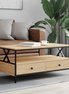 VidaXL Salontafel 100x51x45 cm bewerkt hout sonoma eikenkleurig
