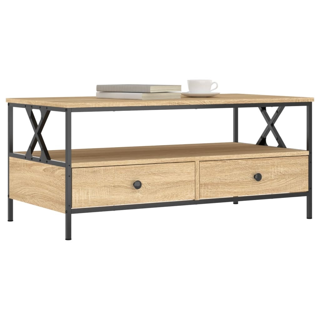 VidaXL Salontafel 100x51x45 cm bewerkt hout sonoma eikenkleurig
