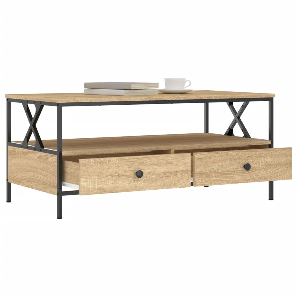 VidaXL Salontafel 100x51x45 cm bewerkt hout sonoma eikenkleurig