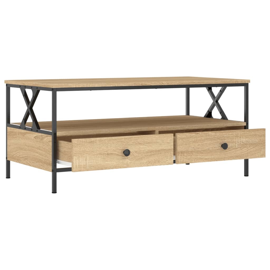 VidaXL Salontafel 100x51x45 cm bewerkt hout sonoma eikenkleurig