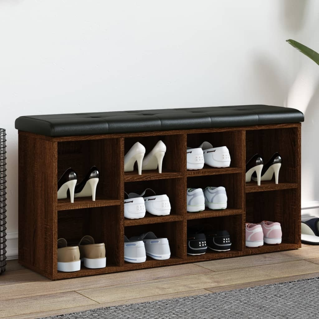 VidaXL Schoenenbank 102x32x50 cm bewerkt hout bruin eikenkleur