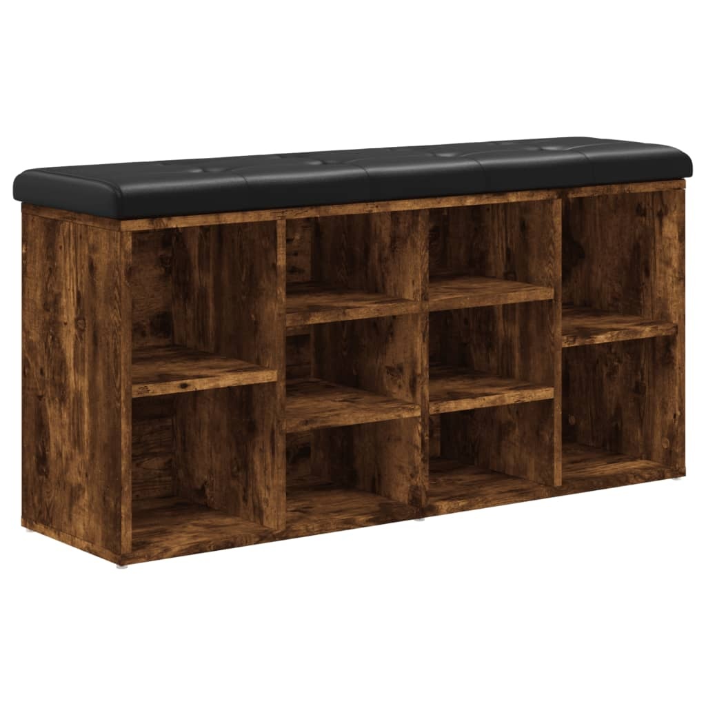 VidaXL Schoenenbank 102x32x50 cm bewerkt hout gerookt eikenkleurig
