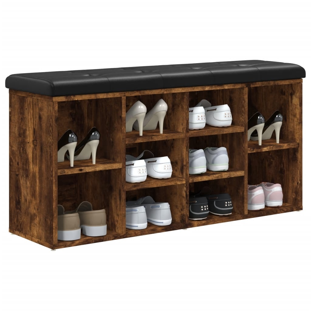 VidaXL Schoenenbank 102x32x50 cm bewerkt hout gerookt eikenkleurig