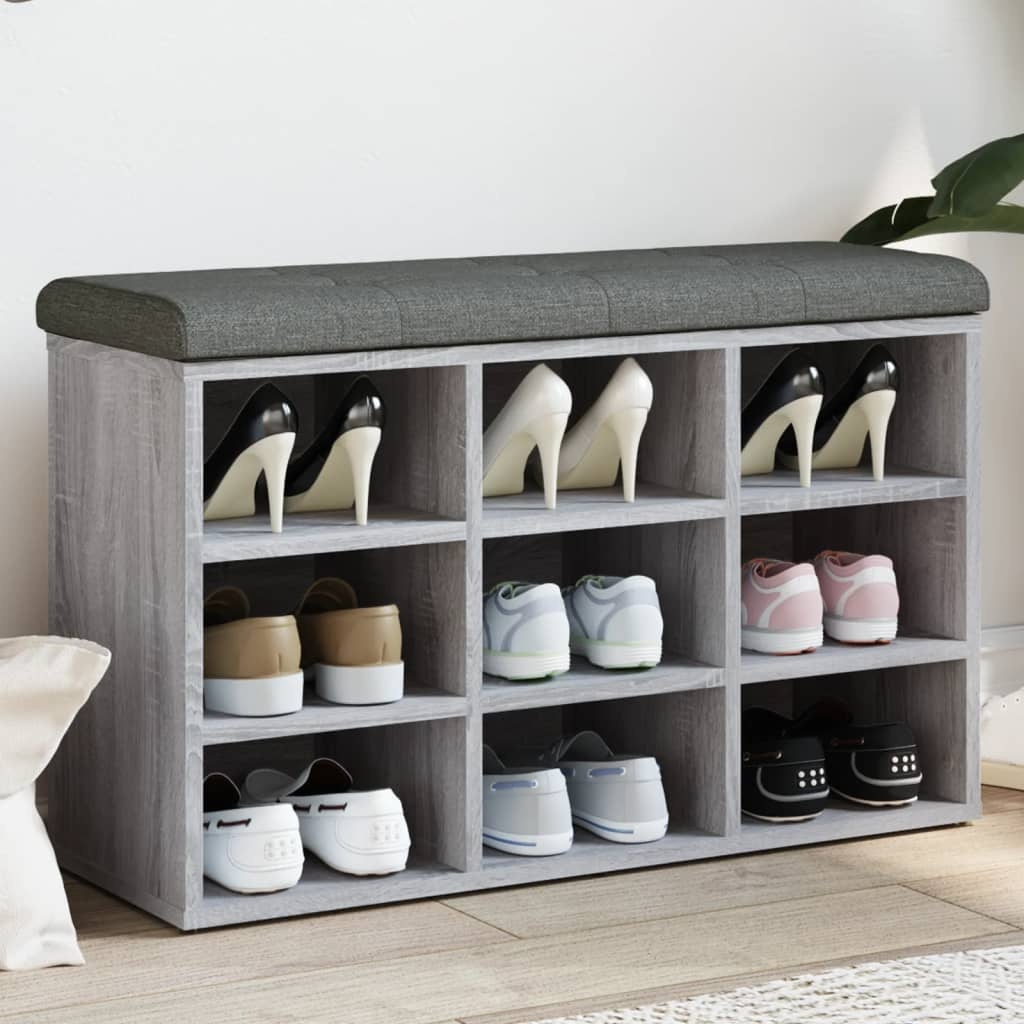 VidaXL Schoenenbank 82x32x50 cm bewerkt hout grijs sonoma eikenkleurig