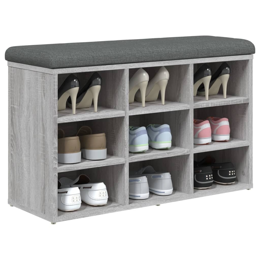 VidaXL Schoenenbank 82x32x50 cm bewerkt hout grijs sonoma eikenkleurig
