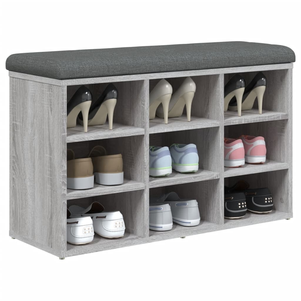 VidaXL Schoenenbank 82x32x50 cm bewerkt hout grijs sonoma eikenkleurig