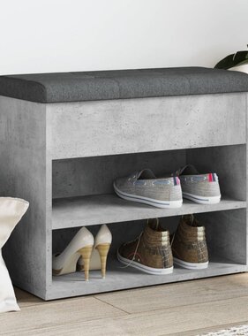 VidaXL Schoenenbankje 62x32x50 cm bewerkt hout betongrijs