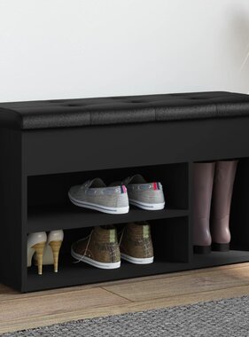 VidaXL Schoenenbank 82x32x45,5 cm bewerkt hout zwart
