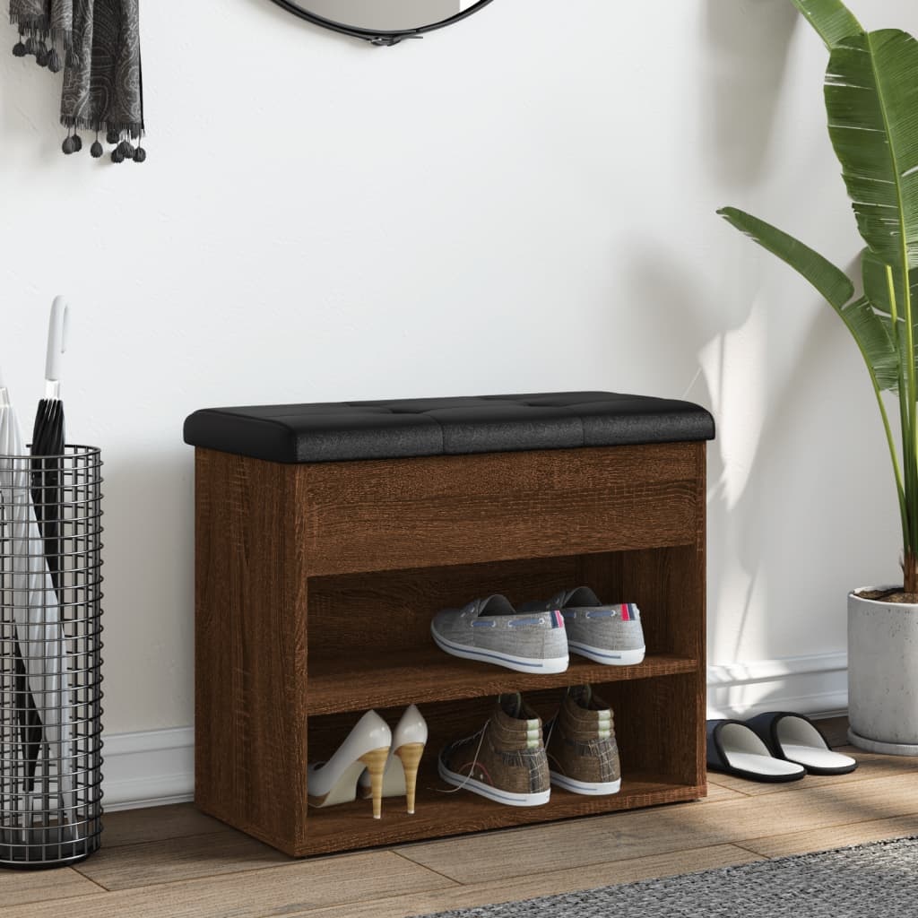 VidaXL Schoenenbankje 62x32x50 cm bewerkt hout bruin eikenkleur