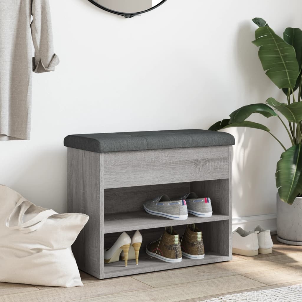 VidaXL Schoenenbankje 62x32x50 cm bewerkt hout grijs sonoma