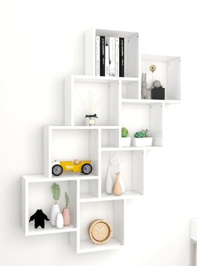 VidaXL Wandschap kubus 90x15x119 cm bewerkt hout wit