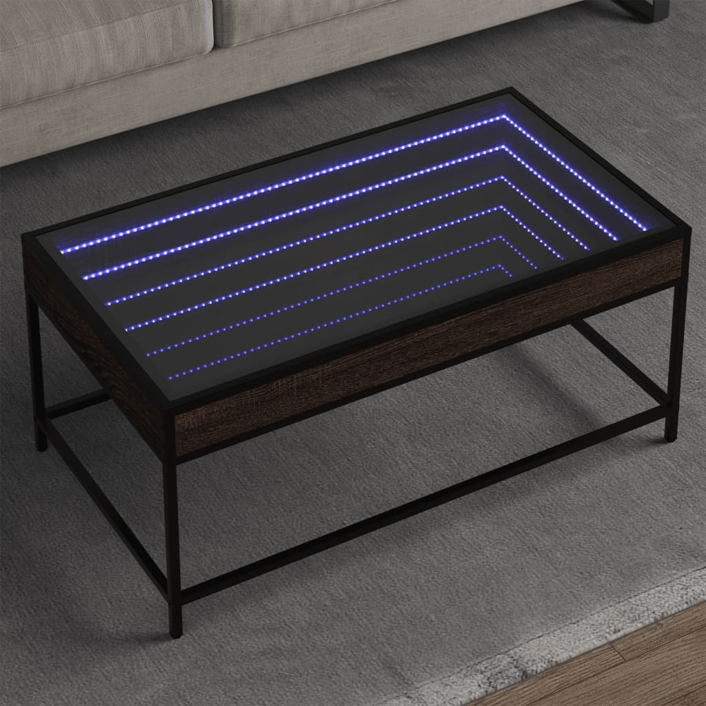 VidaXL Salontafel met Infinity LED 90x50x41 cm bruin eikenkleurig