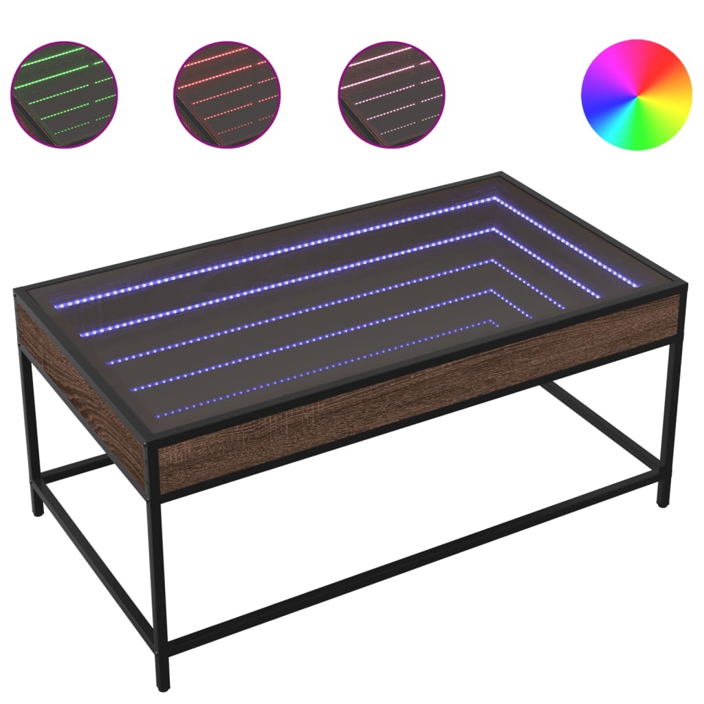VidaXL Salontafel met Infinity LED 90x50x41 cm bruin eikenkleurig