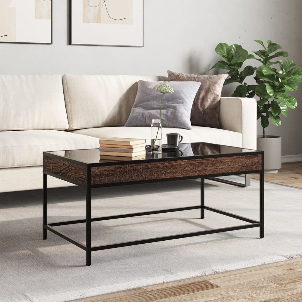 VidaXL Salontafel met Infinity LED 90x50x41 cm bruin eikenkleurig