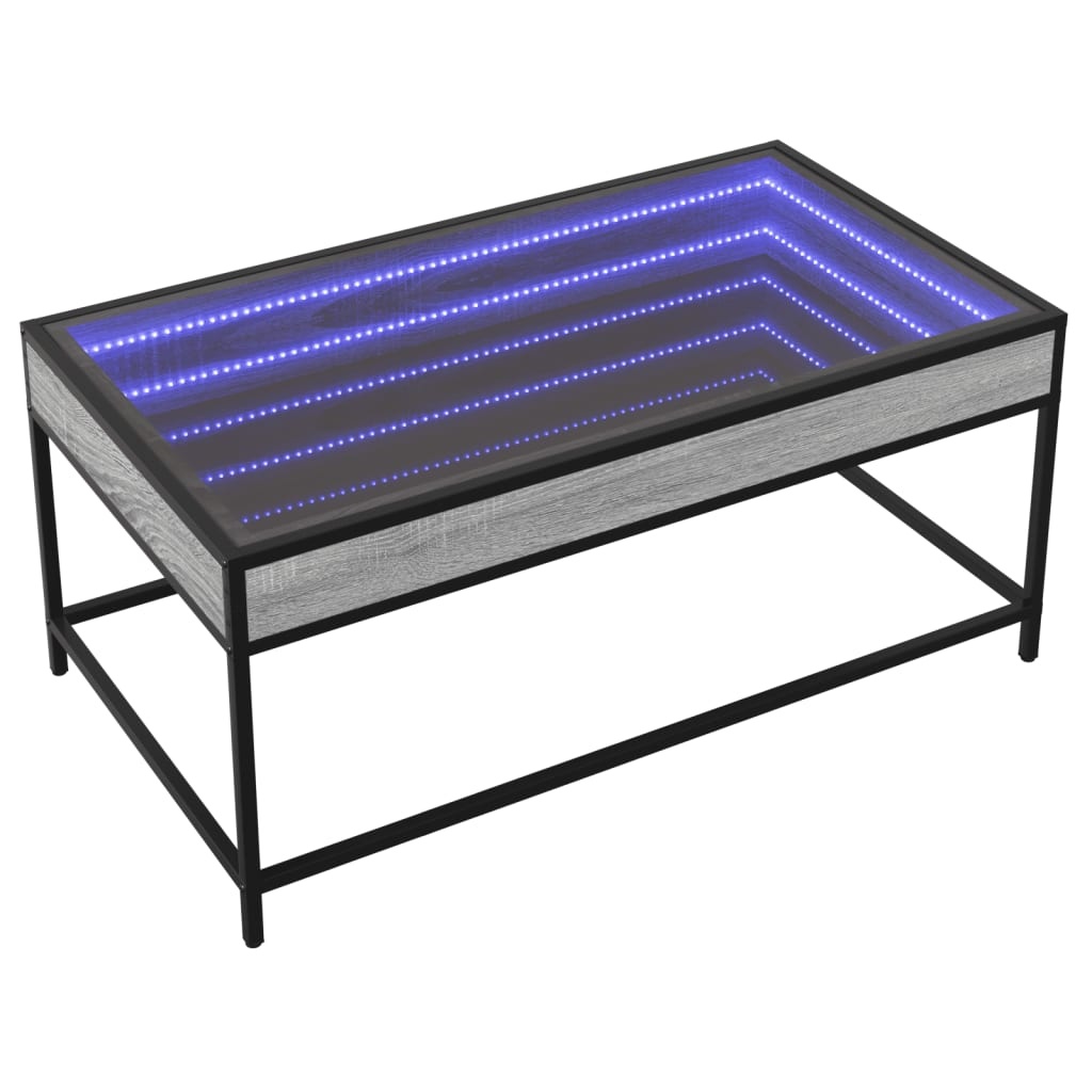 VidaXL Salontafel met Infinity LED 90x50x41 cm grijs sonoma eikenkleur
