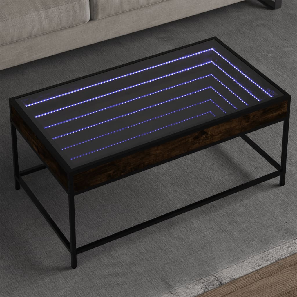 VidaXL Salontafel met Infinity LED 90x50x41 cm gerookt eikenkleurig