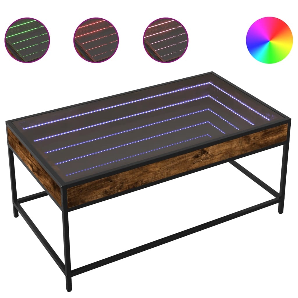 VidaXL Salontafel met Infinity LED 90x50x41 cm gerookt eikenkleurig